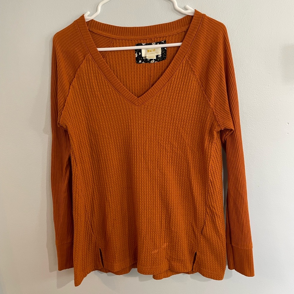 Anthropologie Maeve waffle knit top
